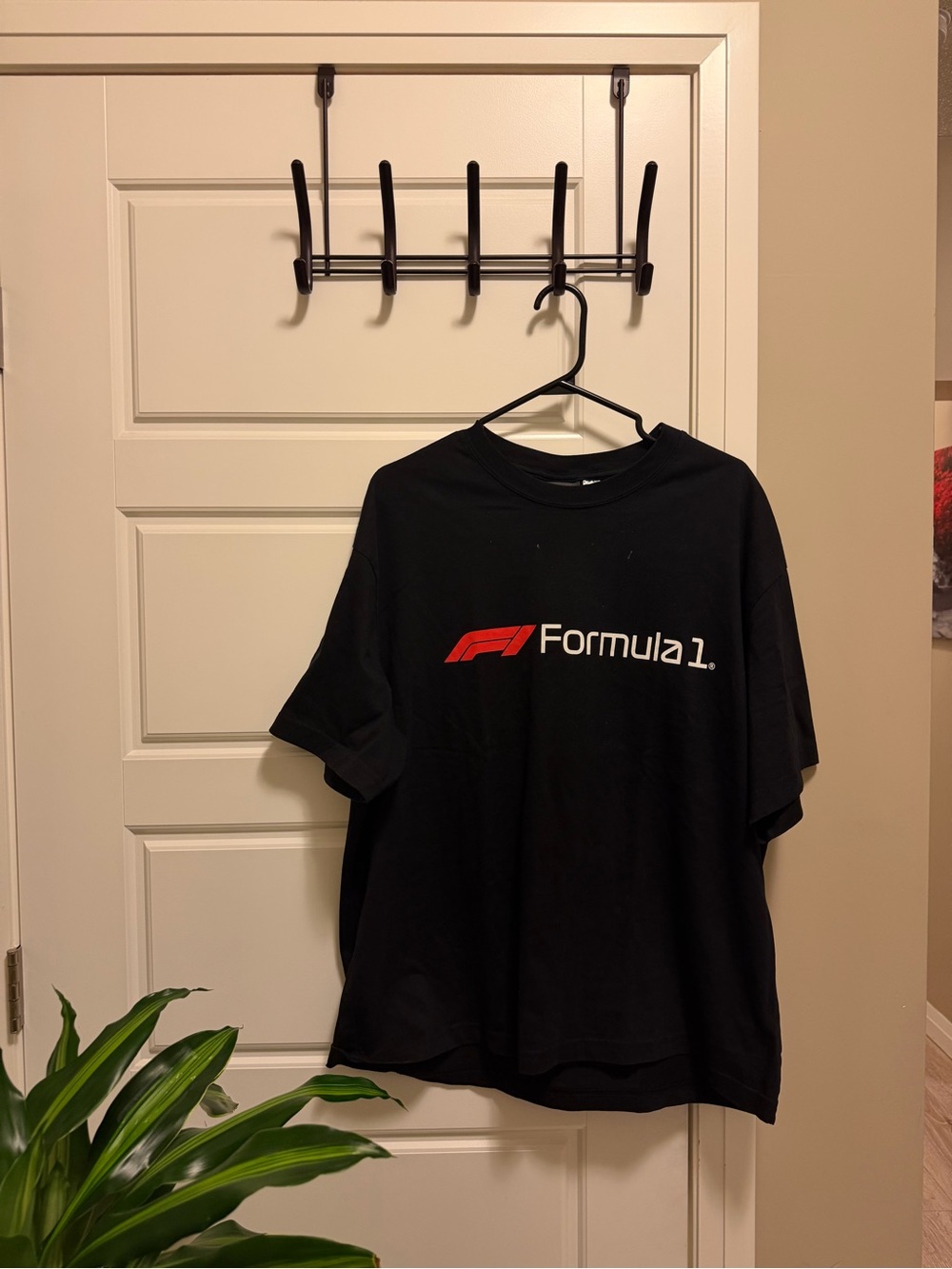 H&M Black Tee with Red and White Formula 1 Graphic